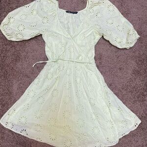 Zara Cream Puff Sleeve Mini Sundress